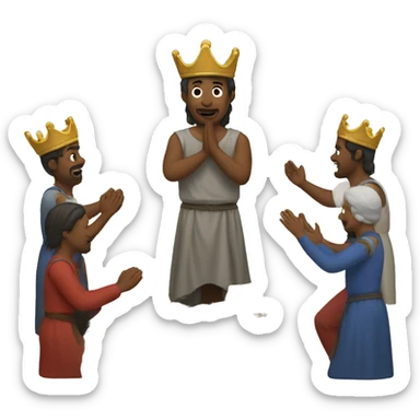 Peasants worshipping king sticker