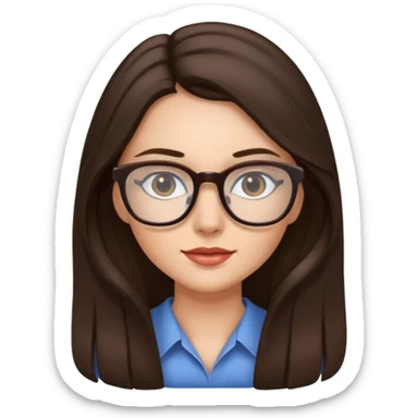 Pretty brunette long haired woman with glasses sticker