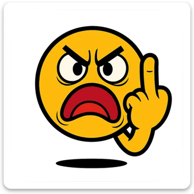 angry emoji showing middle finger exaggerated cartoon style sticker