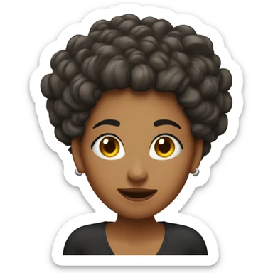 A woman’s face with her tongue fully sticking out and her eyes rolled back. Her hairstyle resembles a pot-shaped earring, and her hair is curly. sticker