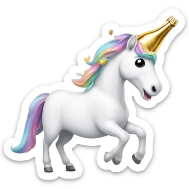 Unicorn Popping Champagne Bottle sticker