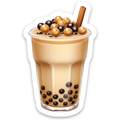 Chinese brown sugar milk tea with boba pearls sticker