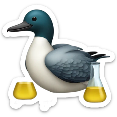 a minnesota loon with laboratory vibes and beakers sticker