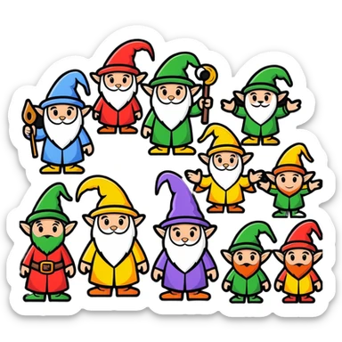group of wizards and elves from White Council Lord of the Rings sticker