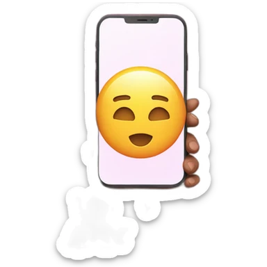 holding a smartphone with big pink checkmark on the screen sticker