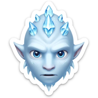ice creature portrait, head and shoulders only, frozen crystal skin, glowing blue eyes, frost aura, sharp icy textures, fantasy winter vibe, 3D cartoon, mobile game icon style, clean background, no text, no watermark
 sticker
