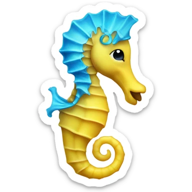 Yellow seahorse with blue moon hook  sticker