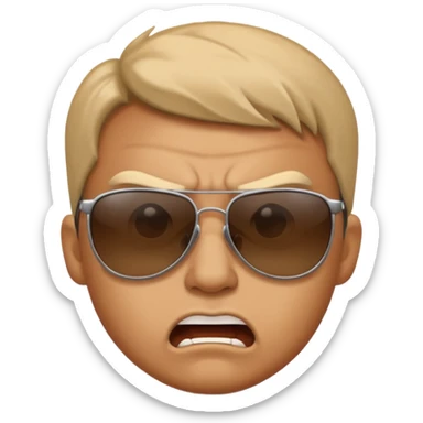 Angry face with sun glasses sticker