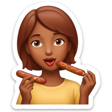 Girl eating sausage sticker