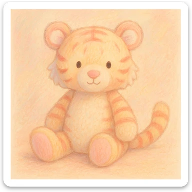 Pastel illustration of a tiger jellycat stuffed plushie  sticker