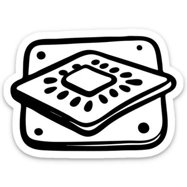 Modern curved CPU processor chip with rounded corners and simple circuit pattern inside. No text, designed as a contemporary app icon sticker