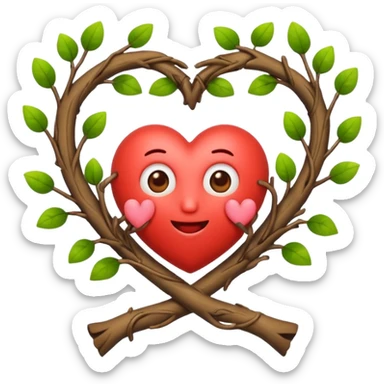 nature bard character heart sign with branches sticker