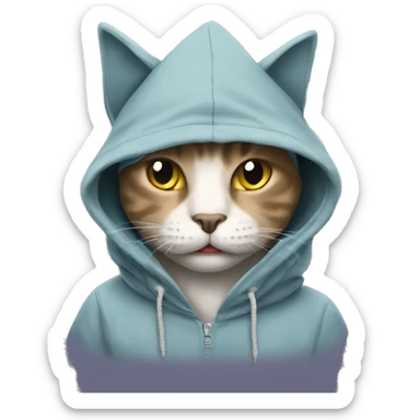 cat with hoodie shark sticker