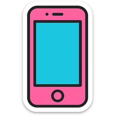 pink iPhone cell phone, flat icon style sticker