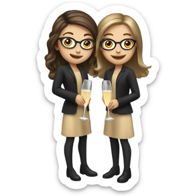 two caucasian brunette girls champagne sticker