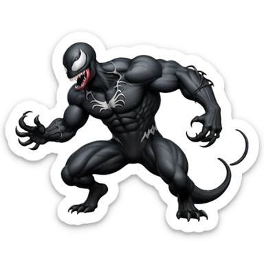 Venom crawling, full black body, no white logos sticker