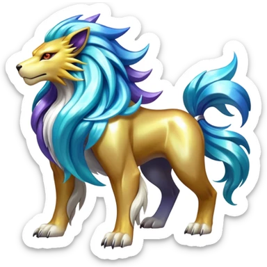 Shiny Elemental Exotic Suicune-Raikou-Entei-Pokémon-Fakémon-hybrid-creature (full body) sticker