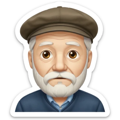 Old man white beard wearing a flat cap sticker