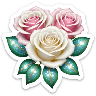 Glitter White Roses sticker
