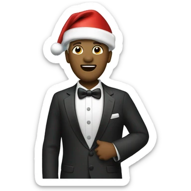 Singing man with Christmas hat and suit sticker