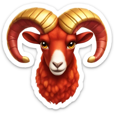 Realistic fire red ram fire flaming red hot fire fur gold horns Aries sticker
