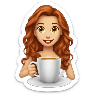 mulher-ruiva-segurando-caneca-café sticker