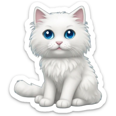 White fluffy cat with blue eyes darker under the eyes rag doll sticker