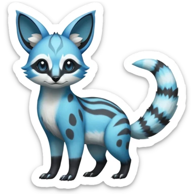 Rare realistic cool cute epic aesthetic colorful Amaura-Glaceon-Civet-Genet-species-Fakemon-hybrid-creature, with markings, full body sticker