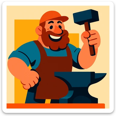 cartoony blacksmith sticker