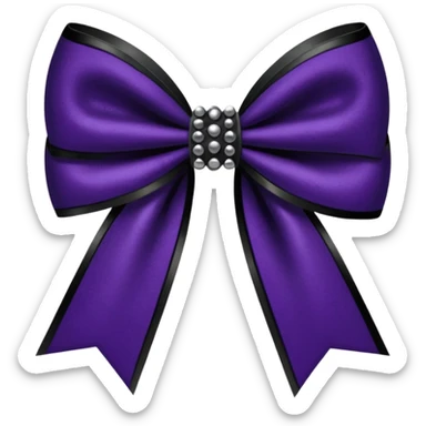 goth bow with velvet texture, deep purple and black, silver studs, dramatic shadows sticker