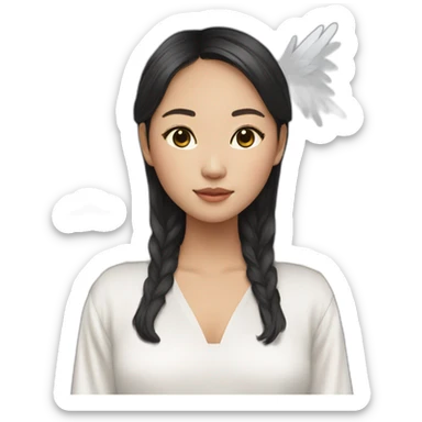 Asian girl with angel vetements sticker