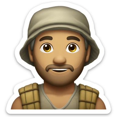 Caucasian fisherman no beard and no mustache in love with Philippine island girl on an island sticker