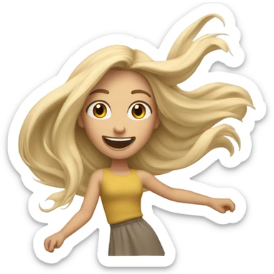 Blonde girl flipping her hair sticker