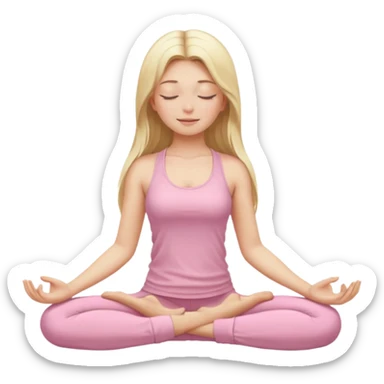 Blonde, Long hair, white skinne, light pink closets, closed eye girl in make yoga sticker