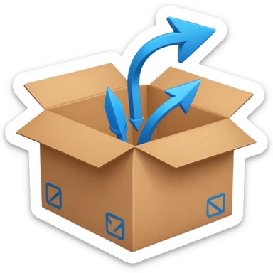 package box with arrows circling around it sticker
