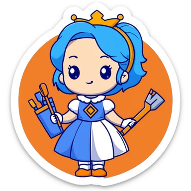 Evie from Descendants, blue hair, royal princess style, fashion designer sticker