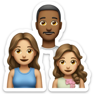 Familia de 5 personas papá  mamá  y 3 niñas sticker