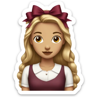 Girl with burgundy bows sticker