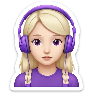 girl with purple headphones sticker