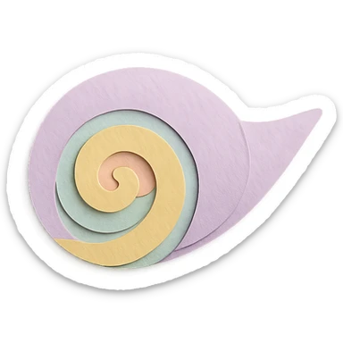 spiral sea shell, soft pastel colors, layered paper effect sticker