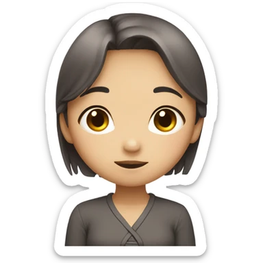 Asian girl acting shy sticker