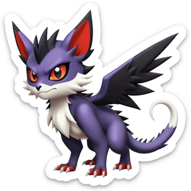 Edgy Cool Kawaii Litten-Noivern-Noibat-Absol-Pokémon Full Body sticker