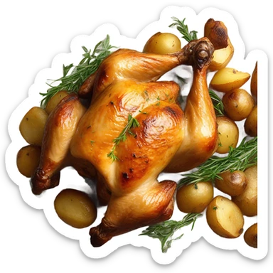 roast chicken with potatoes sticker
