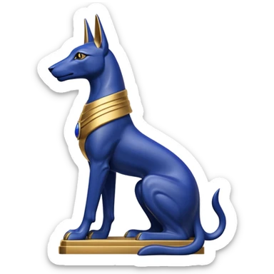 Black, gold, lapis anubis statue posed  sticker
