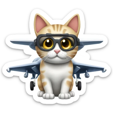 Cat nocking planes of an aircraft carrier  sticker