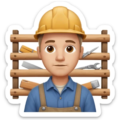 rustic carpenter portrait, head and shoulders only, wood dust on shoulders, rolled-up shirt collar, calm craftsman expression, warm workshop vibe, 3D cartoon, mobile game icon style, clean background, no text, no watermark
 sticker