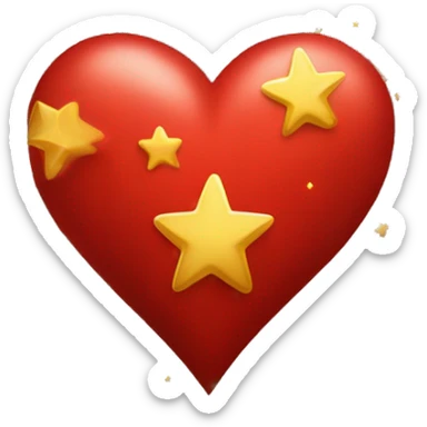Corazón rojo con estrellas doradas sticker