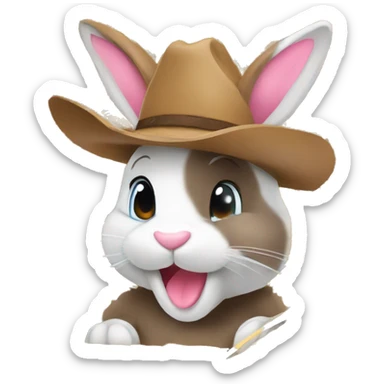 bunny in love with cowboy hay sticker