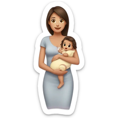 Femme brune avec son bébé  sticker