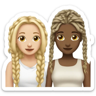 2 blonde girls in love one with dreads and one with 2 braids sticker